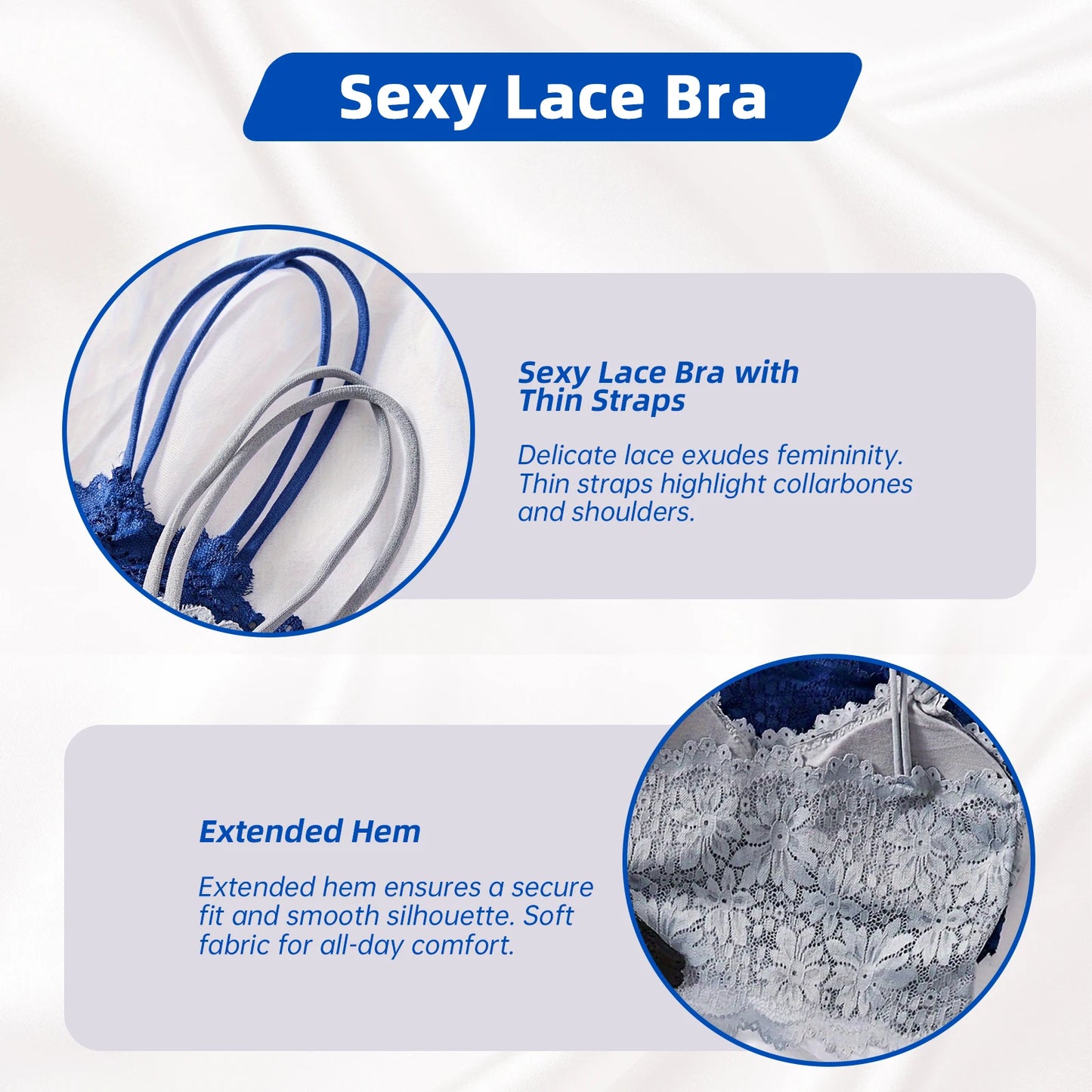 4PCS Lace Non-Wire Bra and Panties Set - Ultra-Thin Comfort Lingerie